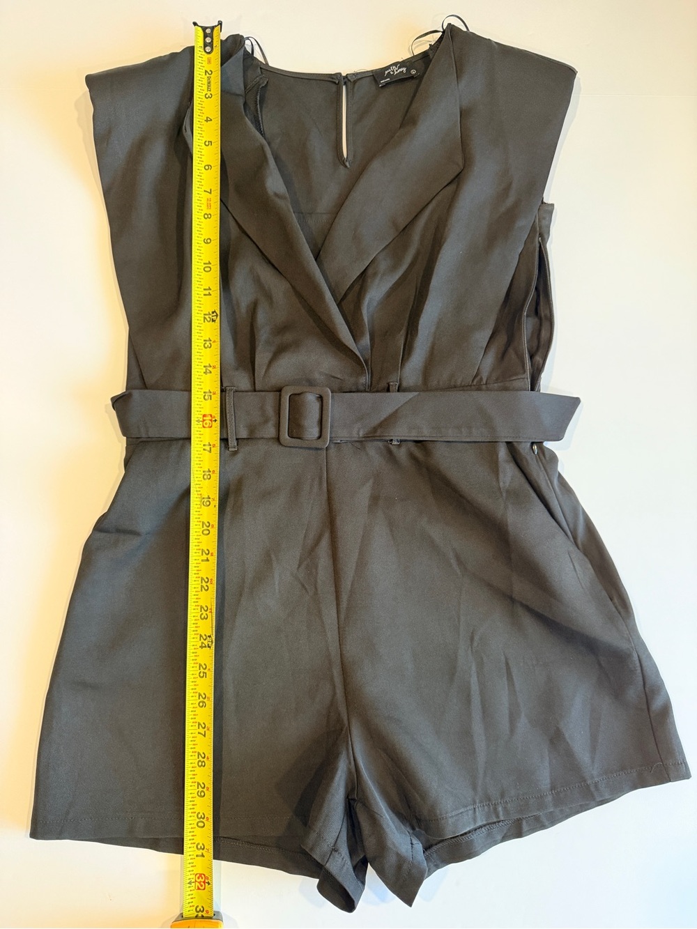 Sleeveless Belted V-Neck Romper in Olive - Unbranded - Picture 5 of 7